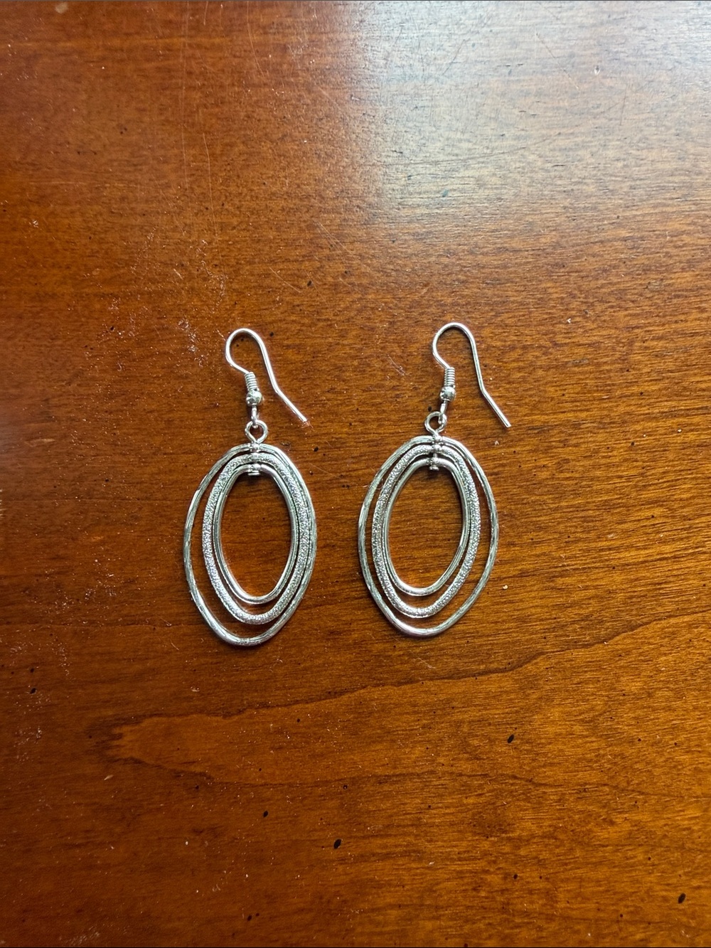 Silver tone  Multi-Oval Dangle Earrings -
